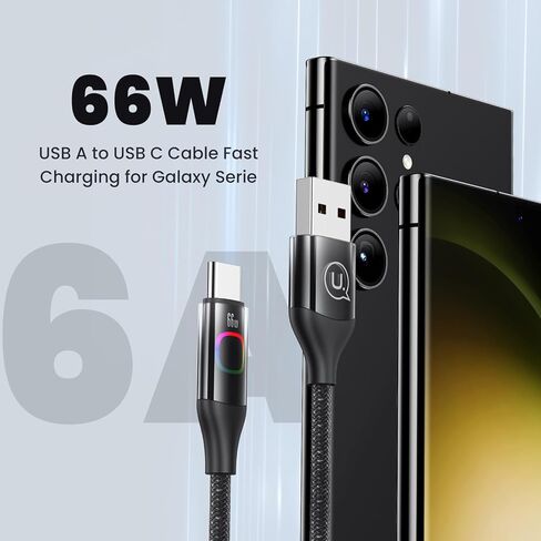 شاحن USB A إلى النوع C شحن سريع، كابل شاحن USB C مع كابل شاحن سيارة مضفر من النايلون LED، سلك USB C للهاتف 15 Plus 15 Pro Max لهاتف Samsung Galaxy S23 S22 Note Pixel جميع أنواع الهواتف C in Kuwait