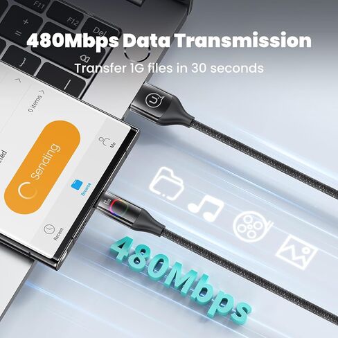 شاحن USB A إلى النوع C شحن سريع، كابل شاحن USB C مع كابل شاحن سيارة مضفر من النايلون LED، سلك USB C للهاتف 15 Plus 15 Pro Max لهاتف Samsung Galaxy S23 S22 Note Pixel جميع أنواع الهواتف C in Kuwait