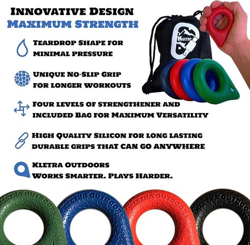 Premium Set of 4 Teardrop Rings- Grip Strength Trainer Grips for a Complete Healthy Hand and Iron Grip- Hand Stretcher Hand Strengthener Donut Finger Training Climbing Fist Exerciser in Saudi Arabia