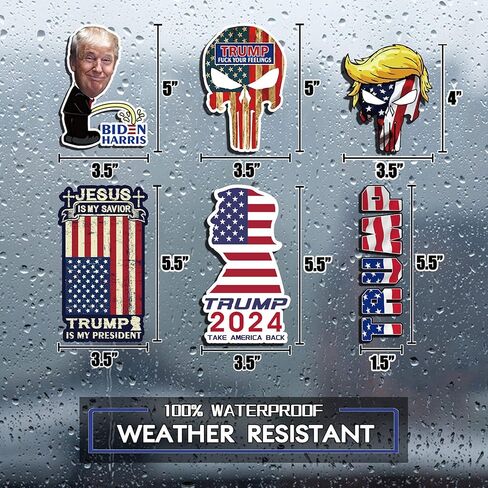 ملصق ترامب 2024 (12 حزمة)، ملصقات وشارات ترامب، ملصق ترامب 2024 ممتص الصدمات للسيارة والشاحنة والمنزل والنوافذ والكمبيوتر المحمول وملصقات فينيل العلم الأمريكي ترامب، هدية رائعة لأي وطني in Kuwait