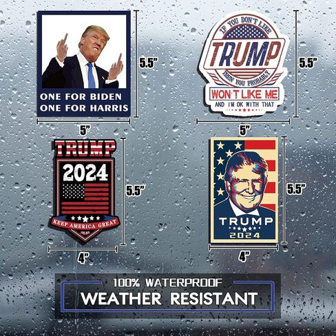 ملصق ترامب 2024 (12 حزمة)، ملصقات وشارات ترامب، ملصق ترامب 2024 ممتص الصدمات للسيارة والشاحنة والمنزل والنوافذ والكمبيوتر المحمول وملصقات فينيل العلم الأمريكي ترامب، هدية رائعة لأي وطني in Kuwait