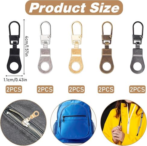 10 قطعة سحاب سحب بديل قابل للفصل سحاب سحب علامات التبويب استبدال سحاب سحب للثقوب الصغيرة سترات الأمتعة حقائب الظهر (5 ألوان) in Kuwait