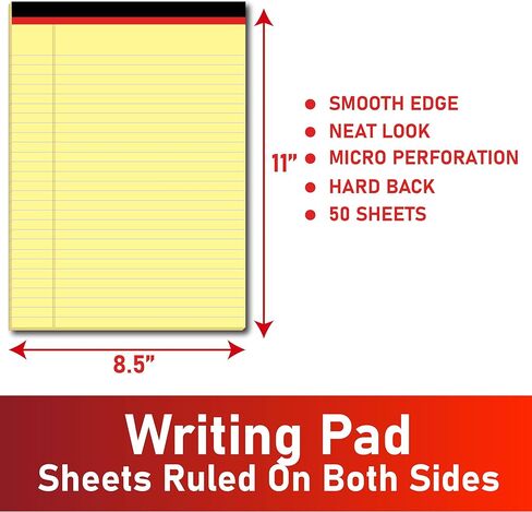 Legal Pads 8.5 x 11, 2 Pack Wide Ruled Lined Notepad, Yellow Legal Pads of Paper Legal Notepads, Micro Perforated Note Pads 8.5 x 11 Legal Pad, Yellow Legal Pads, 50 Sheets Per Writing Pad in Saudi Arabia