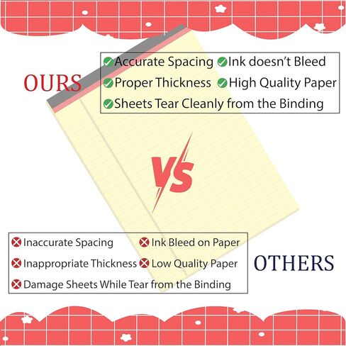 Legal Pads 8.5 x 11, 2 Pack Wide Ruled Lined Notepad, Yellow Legal Pads of Paper Legal Notepads, Micro Perforated Note Pads 8.5 x 11 Legal Pad, Yellow Legal Pads, 50 Sheets Per Writing Pad in Saudi Arabia