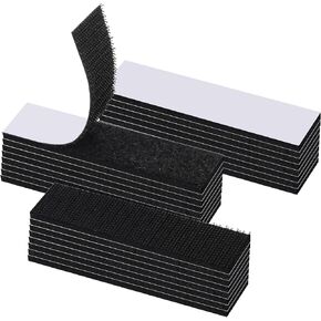 Hook and Loop Fastener Strips with Adhesive, 12 Sets 4x2 Inch Nylon Heavy Duty Fasteners Sticky Back Tape, Double-Sided Adhesive Mounting Tape for Indoor Outdoor Home Office School Use, Black in Saudi Arabia