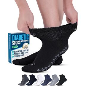 Doctor's Select Non Slip Diabetic Socks for Women & Men - 6 Pairs | Diabetic Socks with Grippers | Yoga, Pilates, Hospital in Kuwait