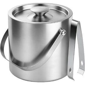 ChefBee Stainless Steel Ice Bucket - 3L Double-Wall Insulated Ice Buckets for Parties with Lid & Tongs, Large Champagne Wine Drink Container Holder, Ideal for Freezer Cocktail Home Bar Accessories in Kuwait
