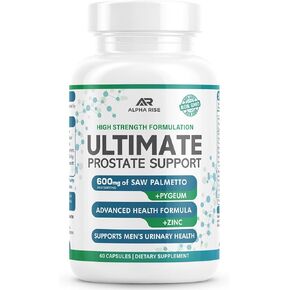 Prostate Health Supplement for Men – Shrink Prostate with Saw Palmetto 600mg, Pygeum 300mg, 16 Herbs + Zinc, 60 Capsules in Kuwait