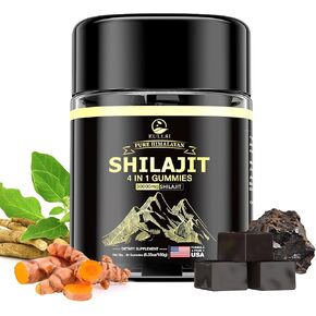 Shilajit Gummies with Ashwagandha for Men & Women, 85+ Trace Minerals, 75% Fulvic Acid, Energy, Stamina & Immune Support, Vegan Non-GMO Supplement, 60 Count in Kuwait