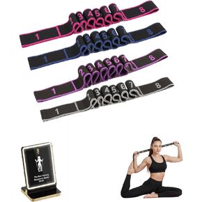 4pcs Fitness Resistance Bands Numbered for Stretching Yoga Pilates, Elastic Adjustable Training Band with Handles, Segmented Loop Strap for Glutes Seniors Women Physical Therapy Flexibility in Saudi Arabia