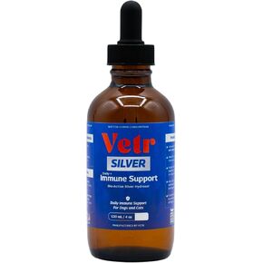 Vetr Silver Immune Support for Dogs and Cats, 4oz/120mL Liquid in Amber Bottle with Oral Dropper, Professional Grade Colloidal Silver Supplement for Daily Wellness and Seasonal Defense in Kuwait