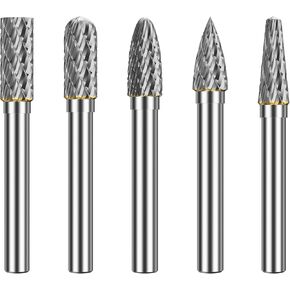 HUHAO Carbide Rotary Burr Set for Dremel, 6PCS Carbide Double Cut Carving Burr Bits with 1/4" Shank Rotary Tool Accessories for Woodworking, Engraving, Drilling, Steel Metal Working in Saudi Arabia