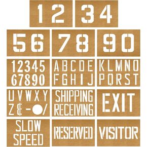 استنسل طلاء Fox Valley لمواقف السيارات - مجموعة استنسل مصنع ألواح الزيت 14 قطعة، مجموعة علامات الطريق والأرضيات، علامات الخرسانة والرصيف 8 بوصة × 12 بوصة in Kuwait