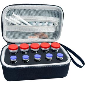 Insulin Peptide Vial Storage Case - Vial Holder for Fridge - 10 Slots Insulin Vial Case for 10ml and 3ml Vials，Black，（case only） in Kuwait