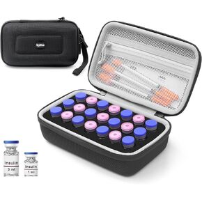 حقيبة تخزين حامل ثلاجة من كريبثوس تحتوي على 21 فتحة، حقيبة محمولة لتنظيم أنسولين مرضى السكري لقوارير 1 مل، 3 مل، 5 مل، حقيبة حمل صلبة من الأنسولين لمستلزمات مرضى السكري، بدون حزمة ثلج in Kuwait