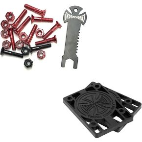 INDEPENDENT Trucks Skateboard Hardware 1" Black/Red + Tool + Black Indy Risers in Saudi Arabia