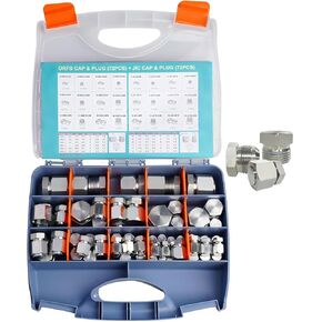 طقم غطاء وقابس JIC، مجموعة محولات من الفولاذ المجلفن 144 قطعة، تركيبات خرطوم هيدروليكية ذات خيوط دقيقة في ORFS وأحجام داش 37 درجة 4 6 8 10 12 16 in Kuwait