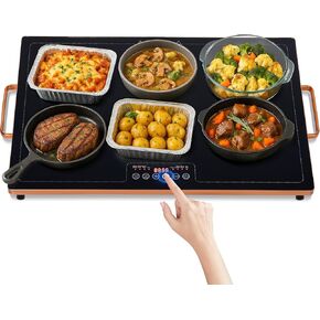 WARMOUNTS Electric Warming Tray (24''×16''), Temperature Control Food Warmers for Buffets Party with Touch-sensitive Buttons and Timer, Full Surface Tempered Glass Top Heating Food Warming Tray in Kuwait