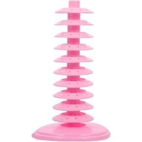 120-Hole Adjustable 10-Tier Cake Pop Stand & Lollipop Display Holder, Pink Plastic Drying Tower for Wedding Birthday Party Supplies, Candy Cotton Candy Stand Holder in Kuwait