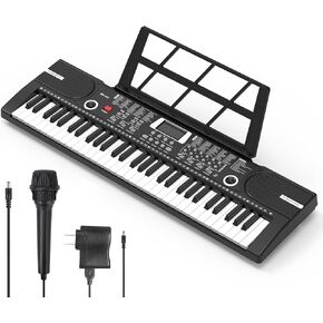 61 keys keyboard piano, Electronic Digital Piano with Built-In Speaker Microphone, Sheet Stand and Power Supply, Portable piano Keyboard Gift Teaching for Beginners in Kuwait