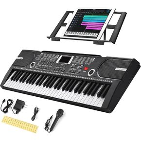 61 Key Keyboard Piano, Portable Electronic Keyboard Piano for Beginners with Speakers, Microphone, Sheet Music Stand, 100 Voices, 100 Rhythms, Digital Music Keyboard for Teen - Black in Kuwait