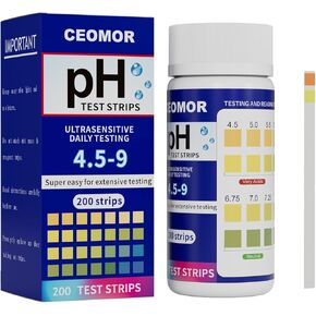 شرائط اختبار درجة الحموضة للبول واللعاب: 200 شريط من ورق درجة الحموضة لاختبار درجة حموضة الجسم، 4.5 إلى 9.0 شريط اختبار درجة الحموضة من ورق عباد الشمس القلوي، احصل على نتائج توازن حمض قلوي واضحة في ثوانٍ، نطاق 4.5-9 in Kuwait