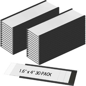 Fainne 30 Pcs C Channel Magnetic Label Holder 4 x 2 inches with White Card Inserts Clear Plastic Protectors Shelf Labels with Magnets Name Tags Magnetic Tool Labels for Metal Whiteboard Rack in Kuwait