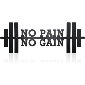 No Pain No Gain gym Motivational Wall Art 16.1 x 5.9 inches, Workout Room Wall Decor, Empowering Metal Decor Sign for Home gym, Black gym Posters in Kuwait