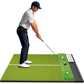 Dual Turf Golf Hitting Mat with Ball Tray, 5x4 & 6x4 ft, 26mm/31mm Thick, Alignment Aid, Golf Practice Mat Indoor & Outdoor, Driving & Chipping Pad Simulator Mat in Kuwait