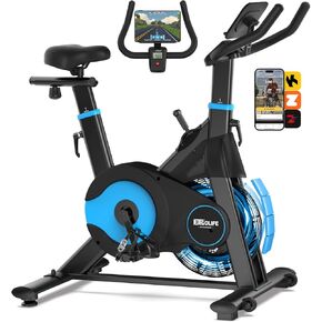 ERGOLIFE Air Magnetic Resistance Exercise Bike, Stationary Fan Bike with Exclusive App, 8 Resistances Indoor Cycling with 300lbs Weight Capacity & Tablet Holder for Weight Loss in Saudi Arabia