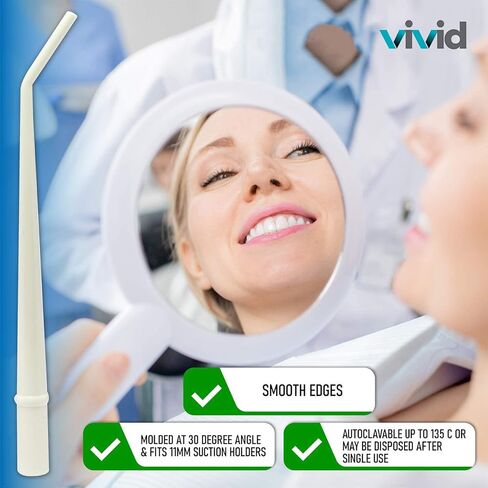 100 شفاطة جراحية للأسنان، أطراف شفط بيضاء، قطر 1/8 بوصة، 4 أكياس تحتوي على 25 طرفًا - Vivid SurgiMax in Saudi Arabia