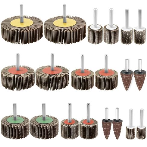 20 Pcs Flap Wheel Sander Set, 80 Grits High Durability Sanding Wheel, 1/4 Inch Shank (6mm) Die Grinder Accessory, Resin Adhesive & Electrostatic Sanding for Drill, Electric Grinder & Various Tools in Saudi Arabia