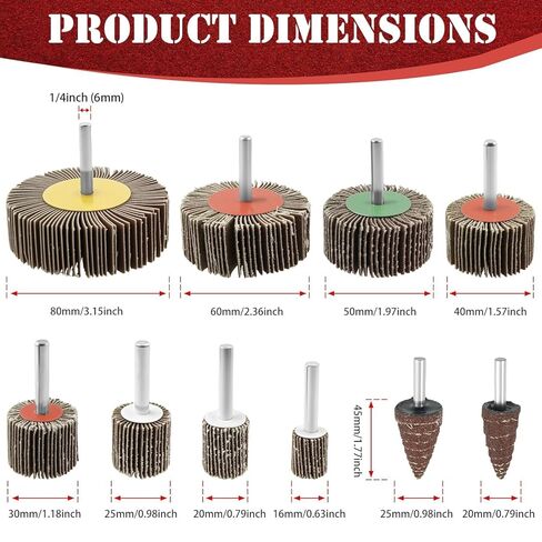 20 Pcs Flap Wheel Sander Set, 80 Grits High Durability Sanding Wheel, 1/4 Inch Shank (6mm) Die Grinder Accessory, Resin Adhesive & Electrostatic Sanding for Drill, Electric Grinder & Various Tools in Saudi Arabia