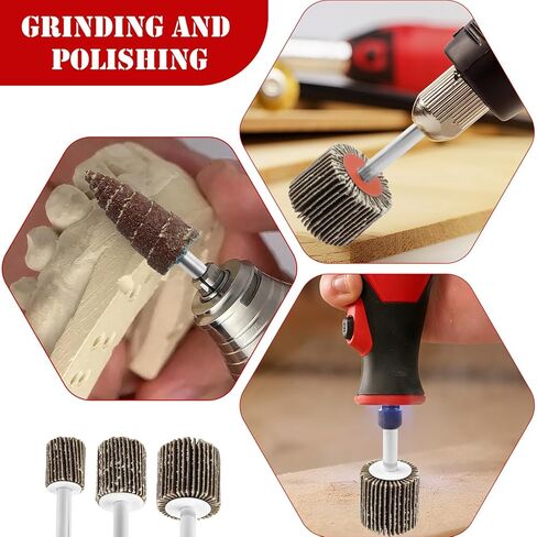 20 Pcs Flap Wheel Sander Set, 80 Grits High Durability Sanding Wheel, 1/4 Inch Shank (6mm) Die Grinder Accessory, Resin Adhesive & Electrostatic Sanding for Drill, Electric Grinder & Various Tools in Saudi Arabia