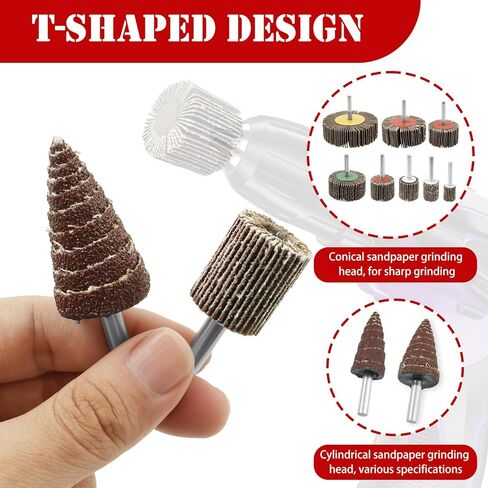 20 Pcs Flap Wheel Sander Set, 80 Grits High Durability Sanding Wheel, 1/4 Inch Shank (6mm) Die Grinder Accessory, Resin Adhesive & Electrostatic Sanding for Drill, Electric Grinder & Various Tools in Saudi Arabia