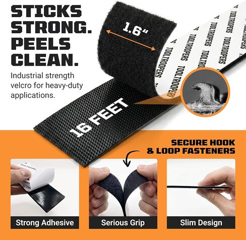 شريط تثبيت لاصق وحلقة شديد التحمل من TOOLTROOPERS - مصمم للاستخدام الخارجي الشديد مع لاصق قوي للغاية ومقاوم للأشعة فوق البنفسجية ومقاوم للطقس - يحمل ما يصل إلى 20 رطلًا على الطوب والخرسانة والأسطح الخشنة الأخرى - لفة بطول 16 قدمًا in Kuwait
