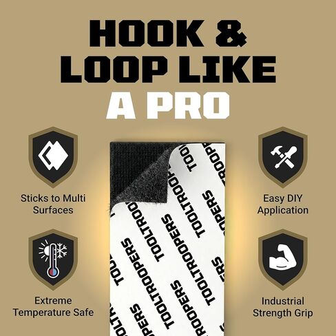 شرائط تثبيت بخطاف وحلقة شديدة التحمل من TOOLTROOPERS مقاس 4 × 2 بوصة (12 حزمة) - للاستخدام الداخلي والخارجي مع لاصق آمن على الحائط للأشعة فوق البنفسجية ومقاوم للطقس - يتحمل ما يصل إلى 20 رطل - تأمين السجاد ووسائد الأريكة أو تنظيم الكابلات in Kuwait