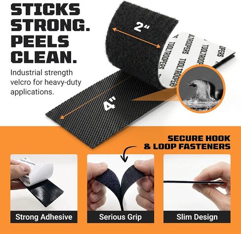 شرائط تثبيت بخطاف وحلقة شديدة التحمل من TOOLTROOPERS مقاس 4 × 2 بوصة (12 حزمة) - للاستخدام الداخلي والخارجي مع لاصق آمن على الحائط للأشعة فوق البنفسجية ومقاوم للطقس - يتحمل ما يصل إلى 20 رطل - تأمين السجاد ووسائد الأريكة أو تنظيم الكابلات in Kuwait