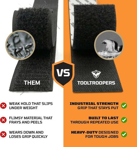 شرائط تثبيت بخطاف وحلقة شديدة التحمل من TOOLTROOPERS مقاس 4 × 2 بوصة (12 حزمة) - للاستخدام الداخلي والخارجي مع لاصق آمن على الحائط للأشعة فوق البنفسجية ومقاوم للطقس - يتحمل ما يصل إلى 20 رطل - تأمين السجاد ووسائد الأريكة أو تنظيم الكابلات in Kuwait