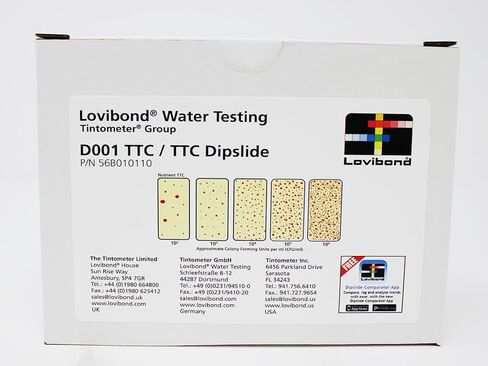 Lovibond 56B010110 Dipslide: D001 TTC/TTC، إجمالي العدد القابل للحياة (TVC) في المياه والأسطح، 10/pk in Kuwait