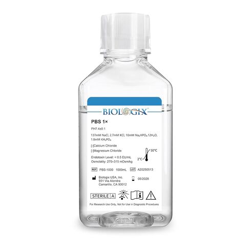 Phosphate Buffered Saline 1X, PBS Buffer 0.1um Filtration, 7.4pH, Sterilize, 1X Concentrate, Reay to use Buffer for Laboratory, 1000ml/Bottle in Saudi Arabia
