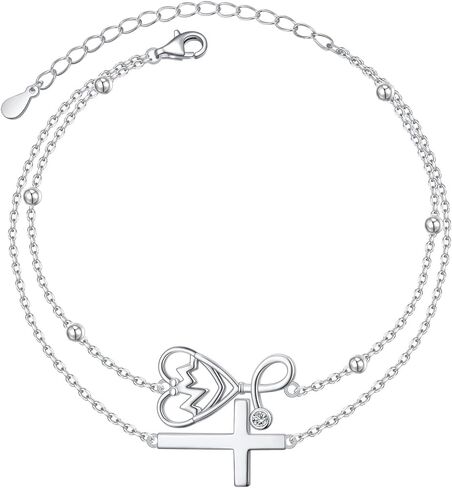 Ladytree Sterling Silver Cross Bracelet for Women Adjustable Christian Faith Bracelet Religious Jewelry Gift for Her in Kuwait