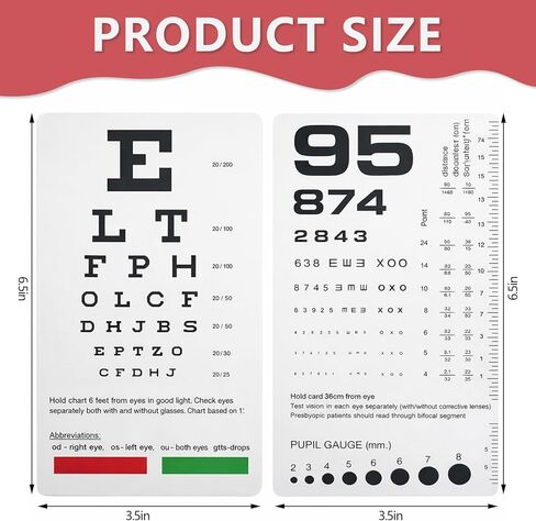 2 حزمة من مخطط العين سنيلين وروزنباوم لفحص العين، بطاقة اختبار رؤية بلاستيكية مزدوجة الجوانب، محمولة 2 في 1 مخططات رؤية للممرضات والطلاب والاستخدام المنزلي in Kuwait