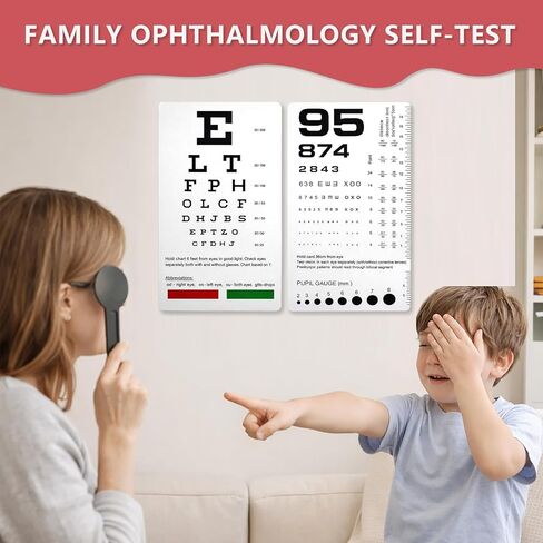 2 حزمة من مخطط العين سنيلين وروزنباوم لفحص العين، بطاقة اختبار رؤية بلاستيكية مزدوجة الجوانب، محمولة 2 في 1 مخططات رؤية للممرضات والطلاب والاستخدام المنزلي in Kuwait