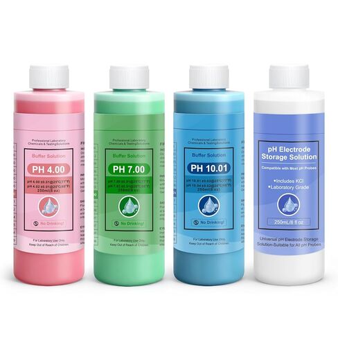 pH Calibration Buffer Solution Kit (pH 4.00, 7.00 & 10.01), and 3M pH Probe Storage Solution for pH/ORP Electrodes, 250 mL (8oz) Each in Kuwait