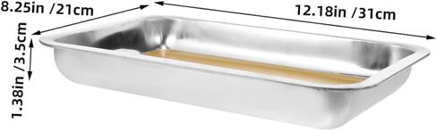 Luxshiny 2pcs Wax-Lined Dissecting Pan: 31x21cm Heavy-Duty Stainless Steel Lab Tray for Medical Schools - Anti-Spill Equipment for Student Experiments in Kuwait
