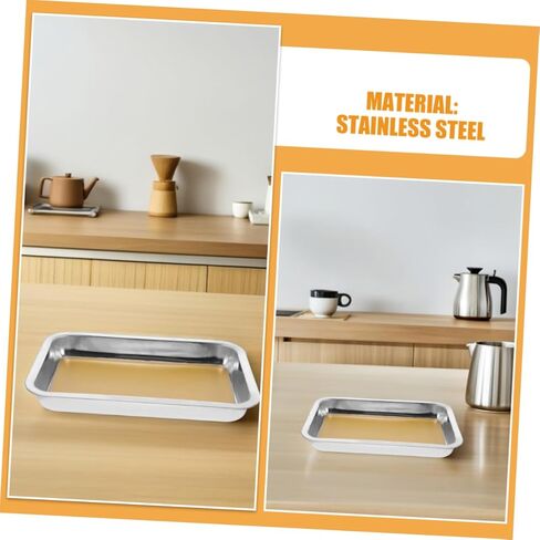 Luxshiny 2pcs Wax-Lined Dissecting Pan: 31x21cm Heavy-Duty Stainless Steel Lab Tray for Medical Schools - Anti-Spill Equipment for Student Experiments in Kuwait