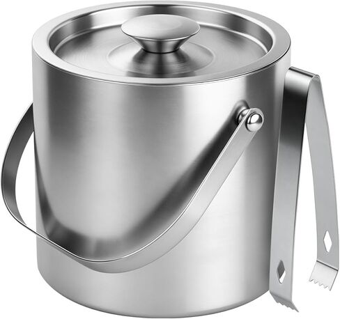 ChefBee Stainless Steel Ice Bucket - 3L Double-Wall Insulated Ice Buckets for Parties with Lid & Tongs, Large Champagne Wine Drink Container Holder, Ideal for Freezer Cocktail Home Bar Accessories in Kuwait