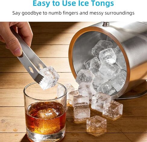 ChefBee Stainless Steel Ice Bucket - 3L Double-Wall Insulated Ice Buckets for Parties with Lid & Tongs, Large Champagne Wine Drink Container Holder, Ideal for Freezer Cocktail Home Bar Accessories in Kuwait