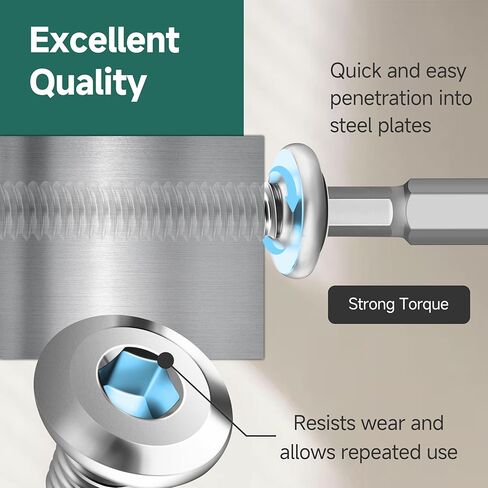 110Pcs #10 Sheet Metal Screws Assortment Kit, Stainless Steel Flat Head Socket Cap Self Drilling Screw, Allen Socket Drive, Self Tapping Screws with Drill Bit in Kuwait